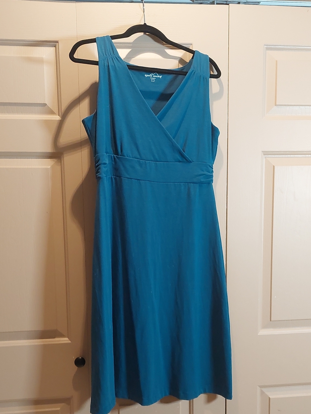 Eddie Bauer Teal Sleeveless Faux-Wrap Dress